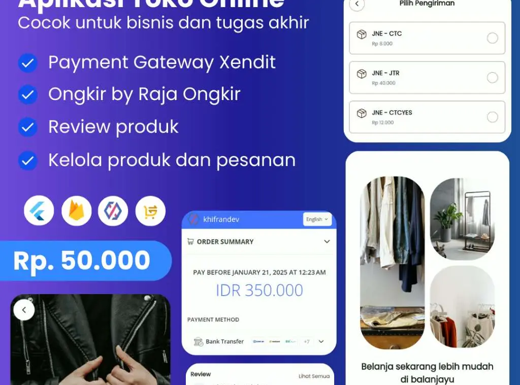 Template Aplikasi Toko online, Mudah di Customize